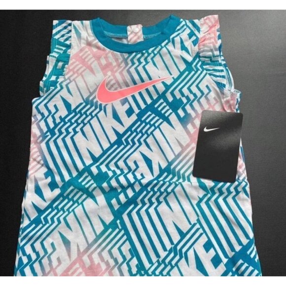 NWT Nike Flutter Sleeve Shortie Romper Baby Girls Size 3M - Picture 2 of 3